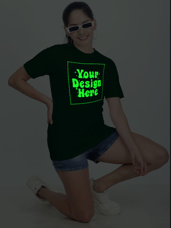 Customize Night Glow Women Bottle Green Tshirt - Image 7