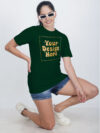 Women Customize Bottle Green Gold Printed Tshirt - Image 3