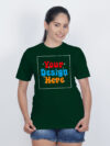 Women Bottle Green Customize Printed T-shirt