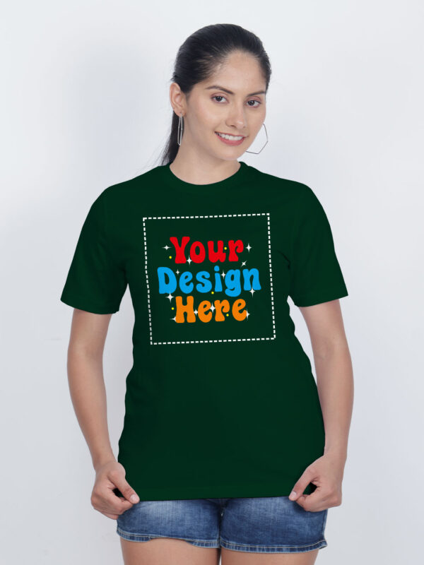 Women Bottle Green Customize Printed T-shirt - Image 1