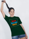 Women Bottle Green Customize Printed T-shirt - Image 2