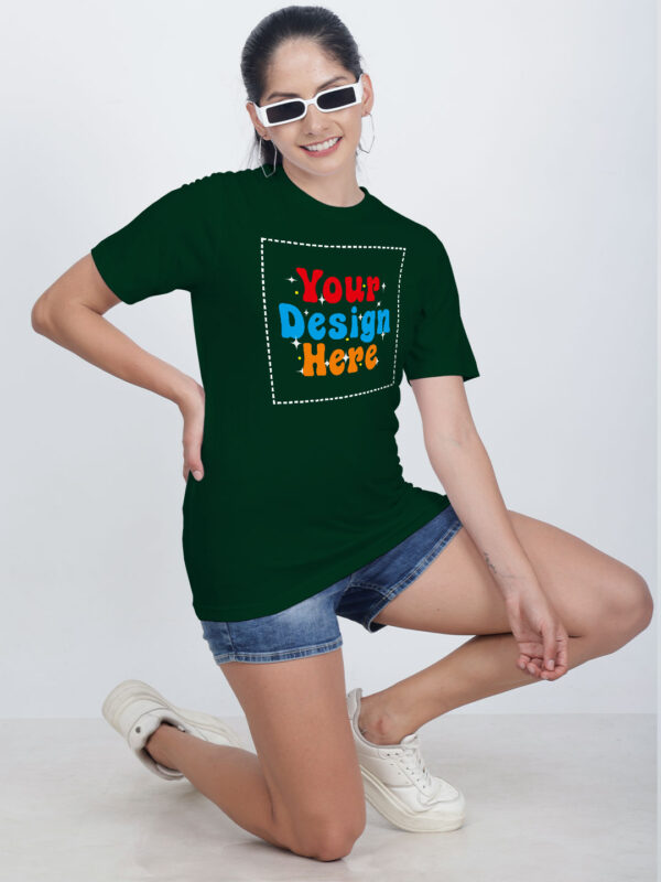 Women Bottle Green Customize Printed T-shirt - Image 3