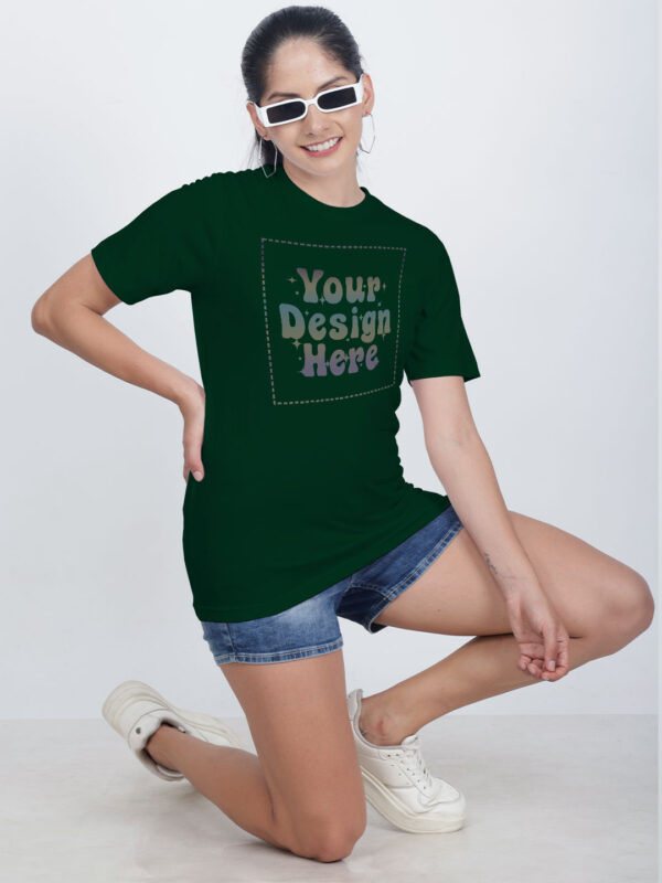 Bottle Green Rainbow Reflective Women Customize Tshirt - Image 2