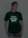 Bottle Green Rainbow Reflective Women Customize Tshirt