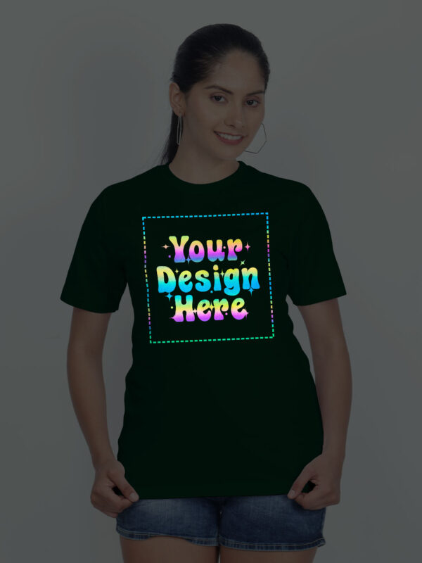 Bottle Green Rainbow Reflective Women Customize Tshirt - Image 1