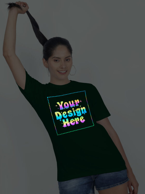 Bottle Green Rainbow Reflective Women Customize Tshirt - Image 3