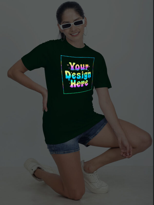 Bottle Green Rainbow Reflective Women Customize Tshirt - Image 5