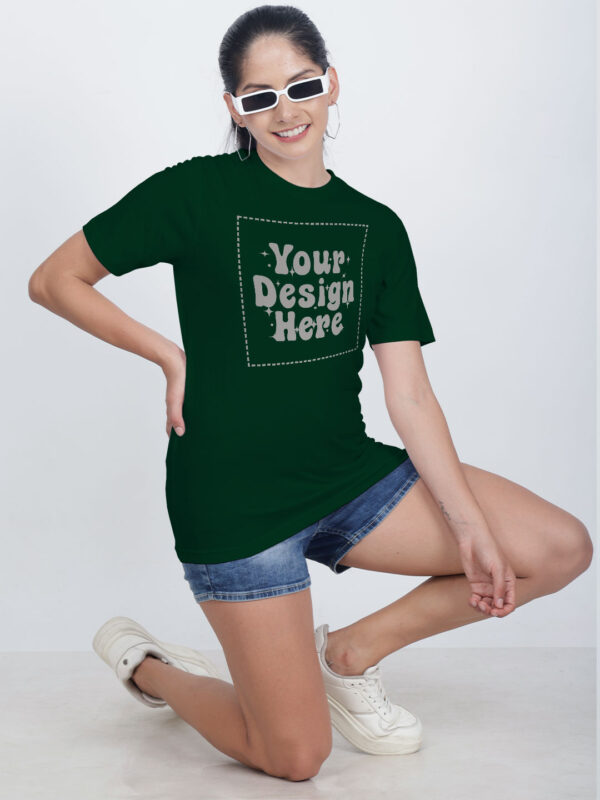 Customize Reflective Women Bottle Green Tshirt - Image 2
