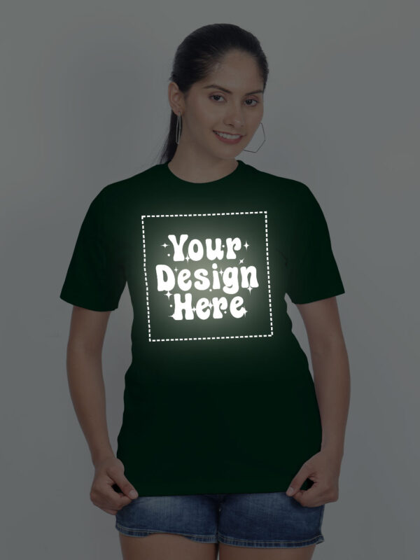 Customize Reflective Women Bottle Green Tshirt - Image 1