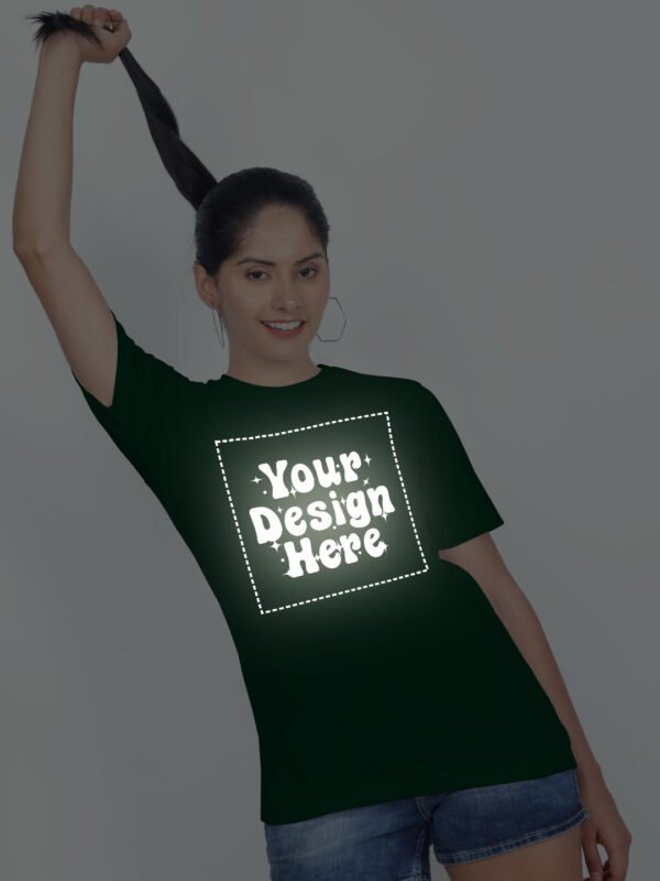 Customize Reflective Women Bottle Green Tshirt - Image 3