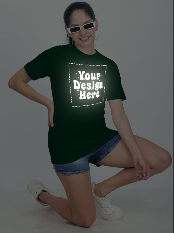 Customize Reflective Women Bottle Green Tshirt - Image 6