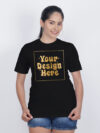 Women Customize Black Gold Printed Tshirt