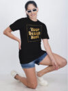 Women Customize Black Gold Printed Tshirt - Image 3