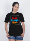 Women Black Customize Printed T-shirt