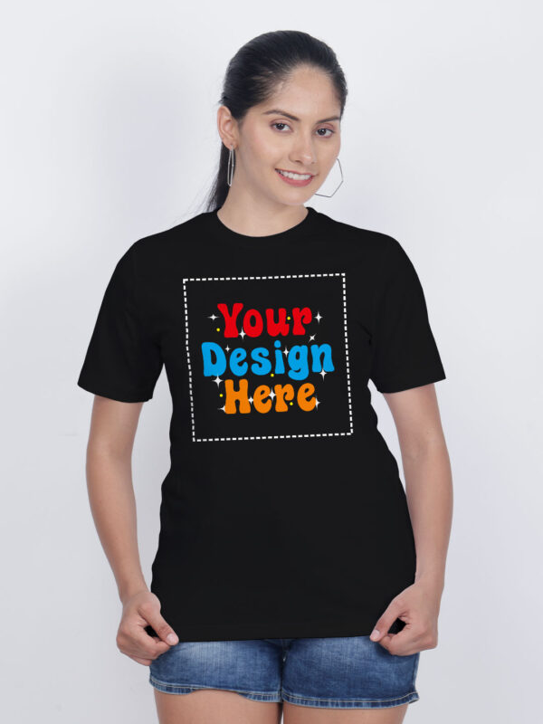 Women Black Customize Printed T-shirt - Image 1