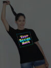 Black Rainbow Reflective Women Customize Tshirt - Image 3