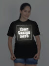 Customize Reflective Women Black Tshirt