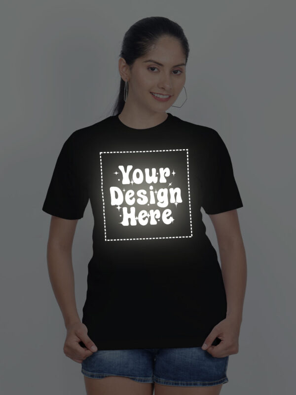 Customize Reflective Women Black Tshirt - Image 1