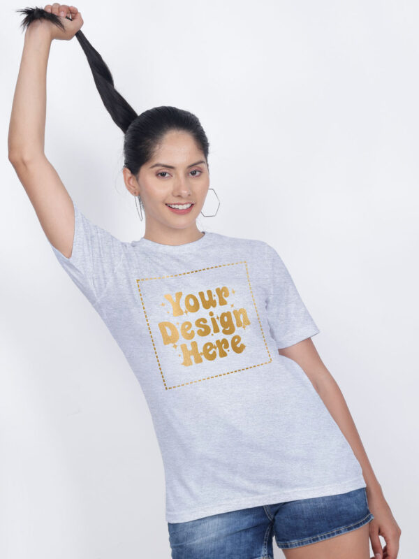 Women Customize Grey Gold Printed Tshirt - Image 2