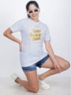Women Customize Grey Gold Printed Tshirt - Image 3