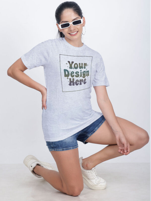 Grey Rainbow Reflective Women Customize Tshirt - Image 2