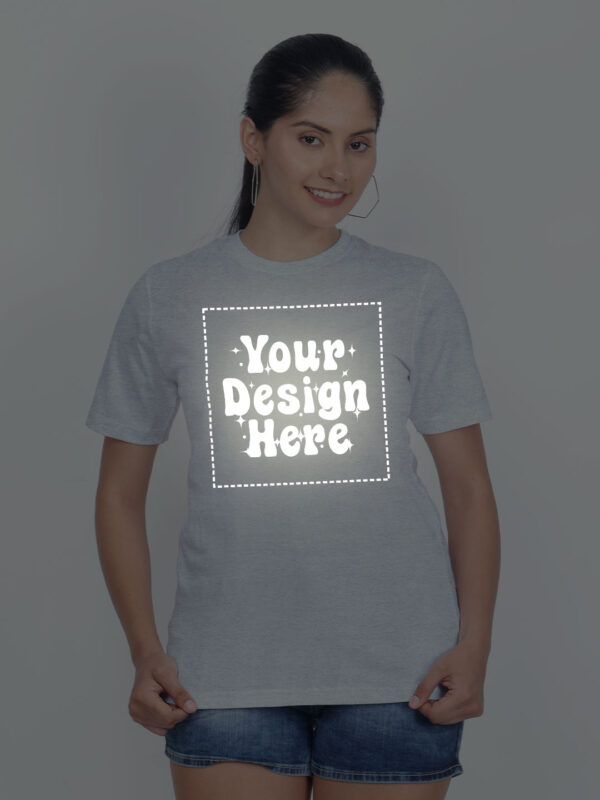 Customize Reflective Women Grey Tshirt - Image 1