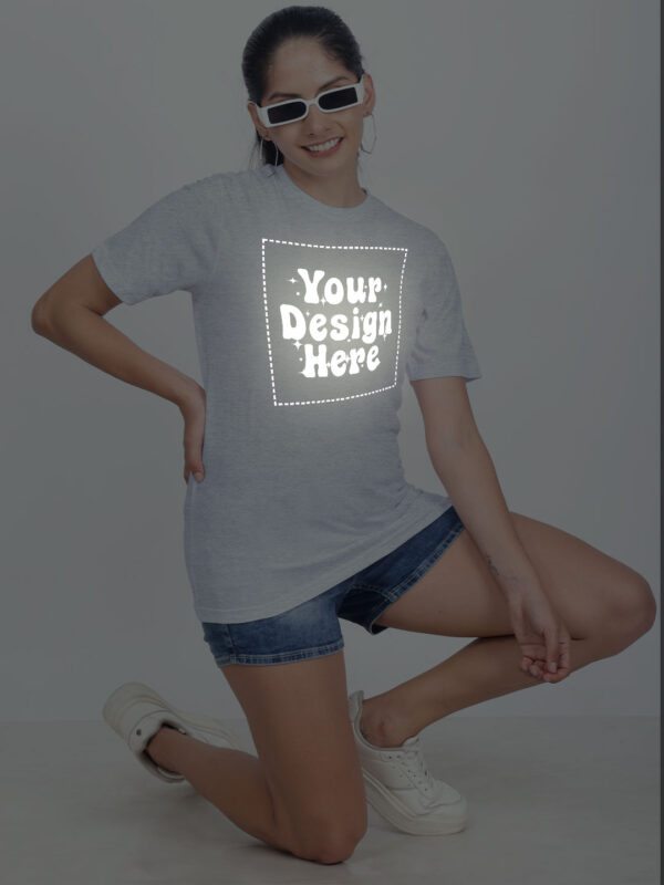 Customize Reflective Women Grey Tshirt - Image 6