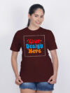Women Maroon Customize Printed T-shirt