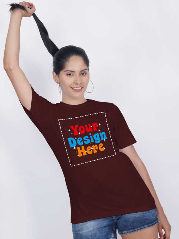 Women Maroon Customize Printed T-shirt - Image 2