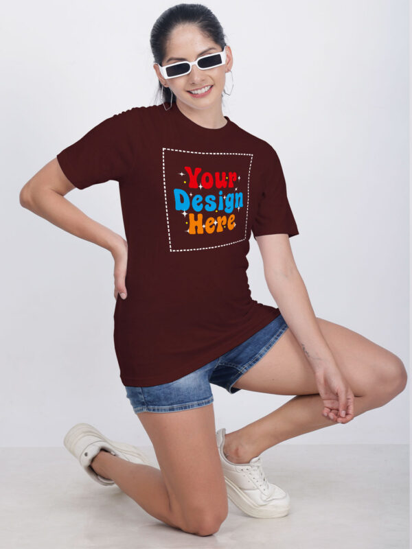 Women Maroon Customize Printed T-shirt - Image 3