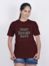 Maroon Rainbow Reflective Women Customize Tshirt - Image 4