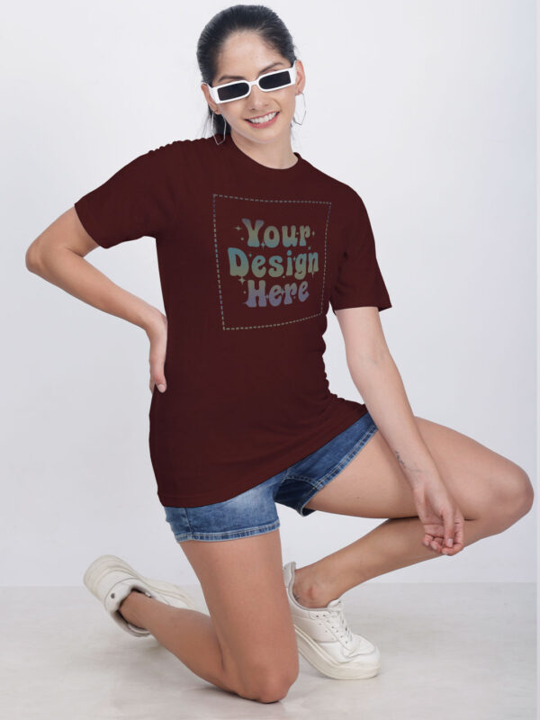 Maroon Rainbow Reflective Women Customize Tshirt - Image 2