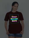 Maroon Rainbow Reflective Women Customize Tshirt
