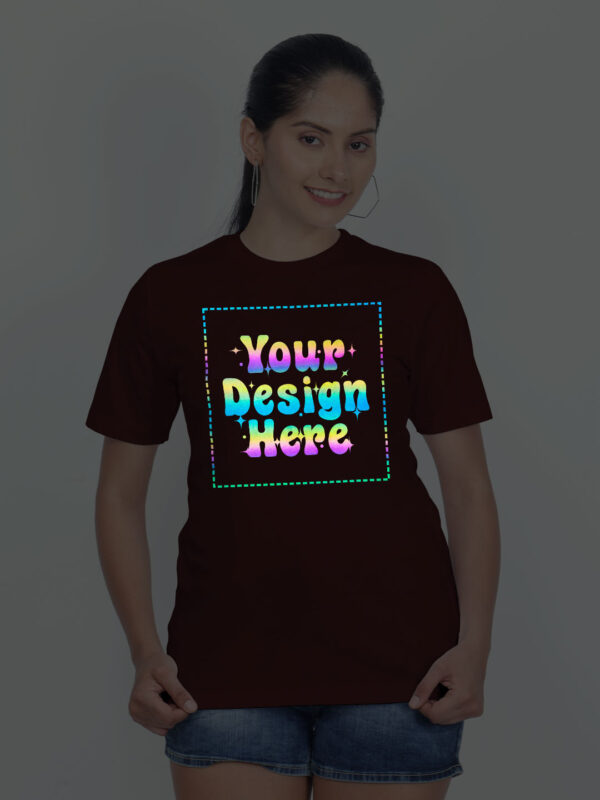 Maroon Rainbow Reflective Women Customize Tshirt - Image 1