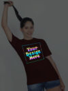 Maroon Rainbow Reflective Women Customize Tshirt - Image 3