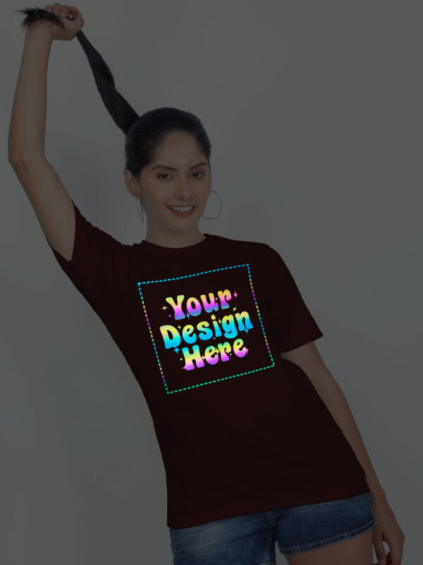 Maroon Rainbow Reflective Women Customize Tshirt - Image 3