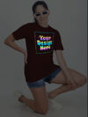 Maroon Rainbow Reflective Women Customize Tshirt - Image 5