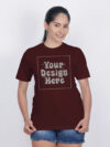 Customize Reflective Women Maroon Tshirt - Image 4