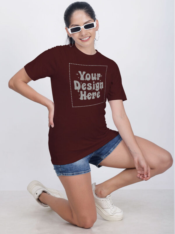 Customize Reflective Women Maroon Tshirt - Image 2