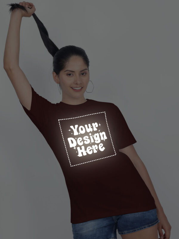 Customize Reflective Women Maroon Tshirt - Image 3