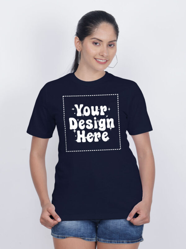 Customize Night Glow Women Navy Blue Tshirt - Image 4