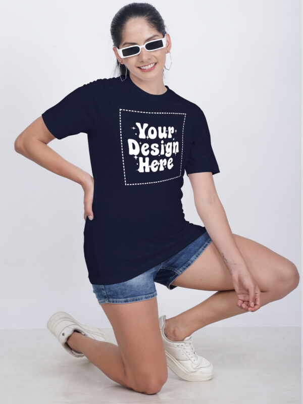 Customize Night Glow Women Navy Blue Tshirt - Image 2