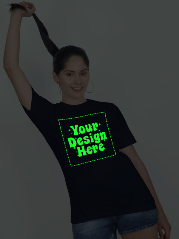 Customize Night Glow Women Navy Blue Tshirt - Image 3