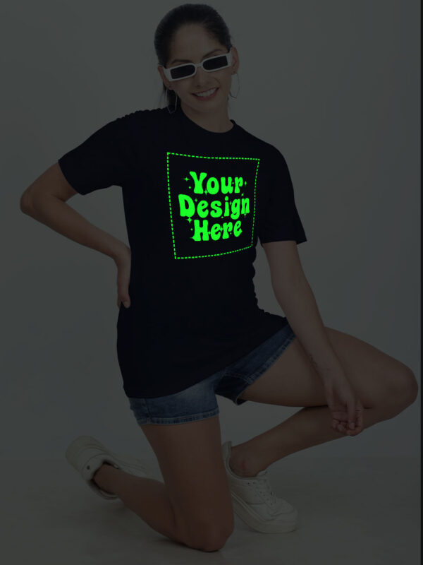 Customize Night Glow Women Navy Blue Tshirt - Image 7