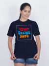Women Navy Blue Customize Printed T-shirt