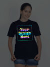 Navy Blue Rainbow Reflective Women Customize Tshirt