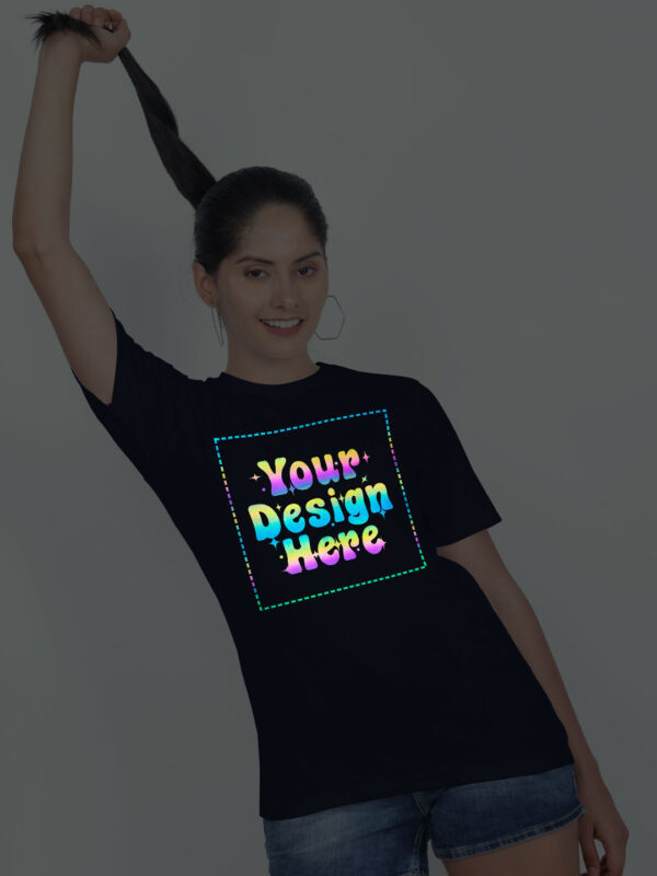 Navy Blue Rainbow Reflective Women Customize Tshirt - Image 3
