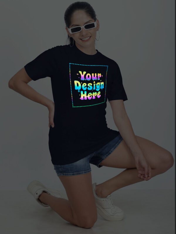 Navy Blue Rainbow Reflective Women Customize Tshirt - Image 5