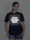 Customize Reflective Women Navy Blue Tshirt