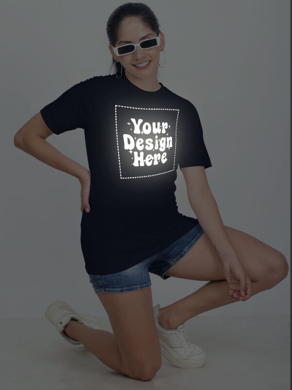 Customize Reflective Women Navy Blue Tshirt - Image 6
